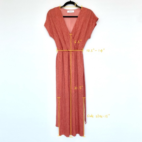 BACIO Surplice Neck Pleated Wrap Side Slits Maxi Dress. Size S. - Picture 13 of 13